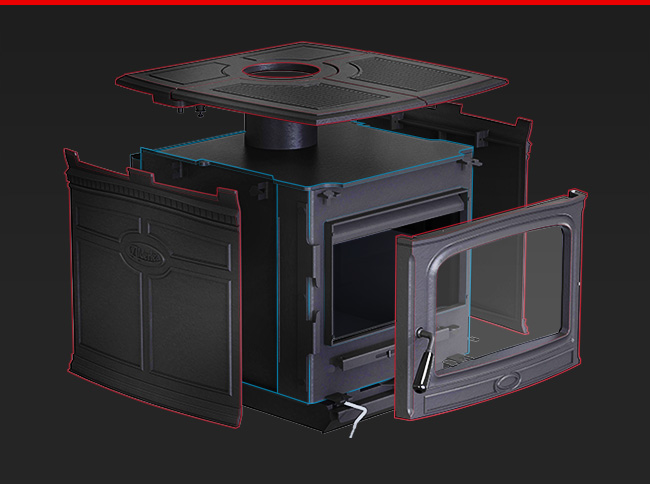 Liatinový plášť oceľových častí